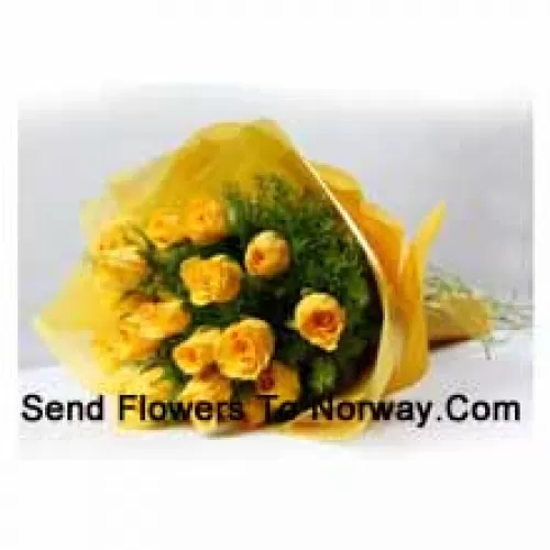 Strauß aus 19 gelben Rosen mit saisonalen Füllern