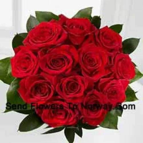 Um buquê de 11 rosas vermelhas